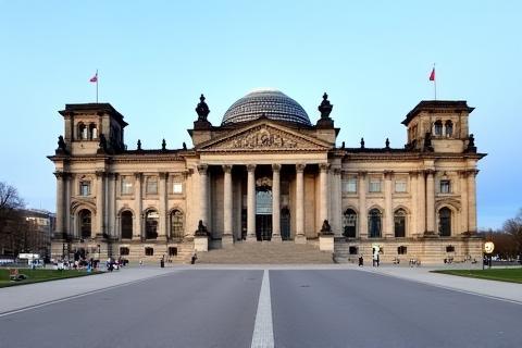 A historical perspective view of the Reichstag Building during the walking tour